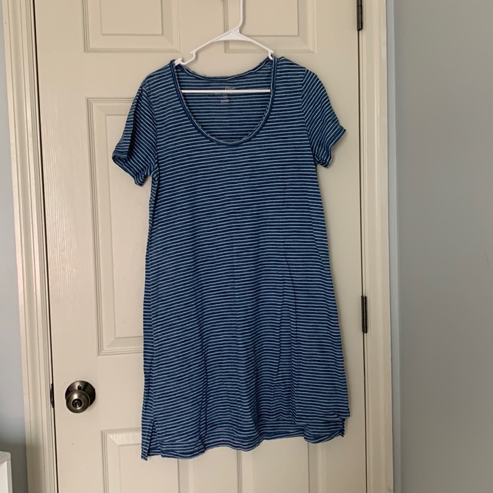 Blue & White Striped T-Shirt Dress